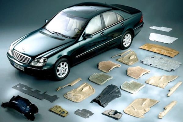 Pièces en biocomposites de la Mercedes classe 1 - Source : GlobalHemp